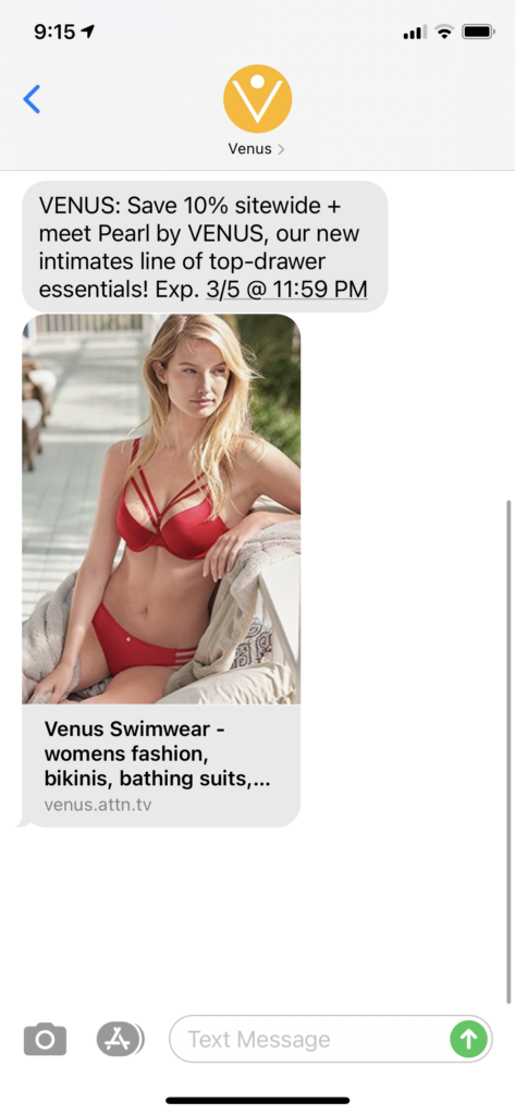 Venus Text Message Marketing Example - 03.03.2021