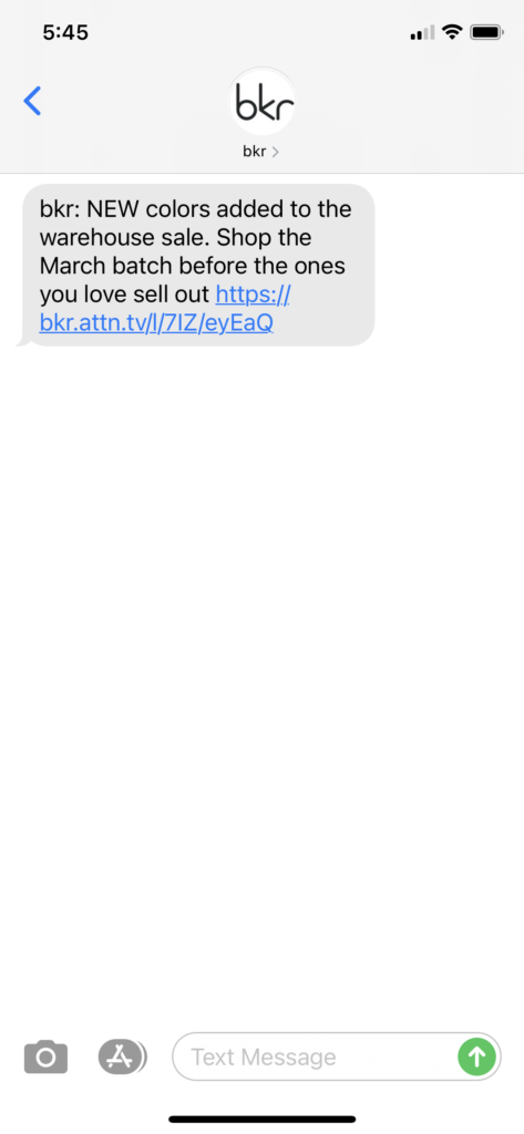 bkr Text Message Marketing Example - 03.01.2021