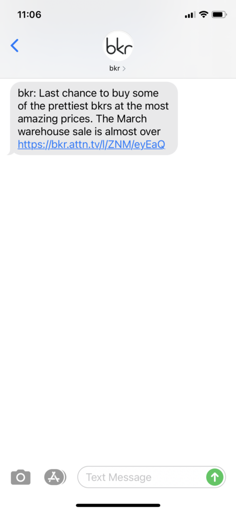 bkr Text Message Marketing Example - 03.25.2021