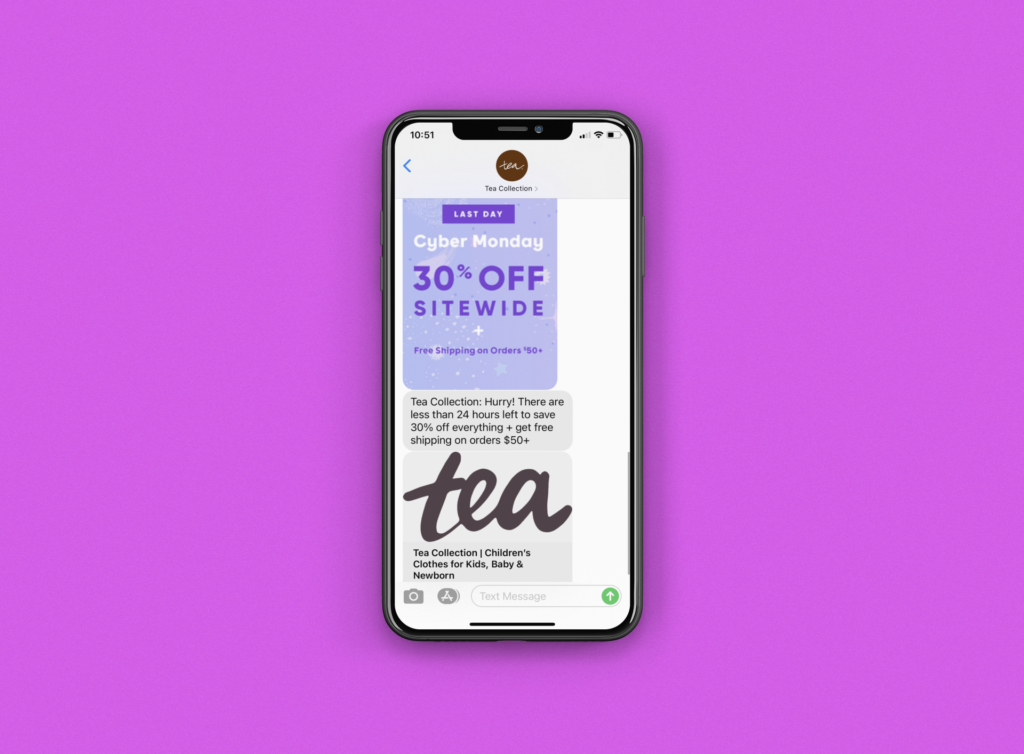 tea-collection-text-message-marketing-example