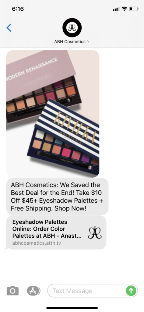 ABH Text Message Marketing Example - 04.23.2021