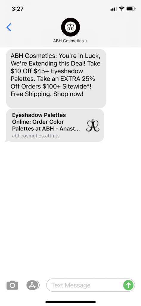 ABH Text Message Marketing Example - 04.24.2021