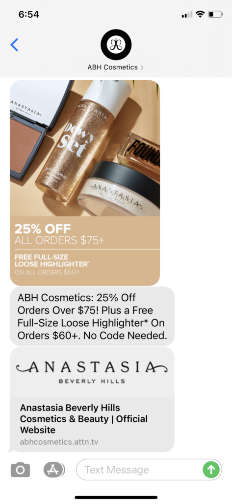 ABH Text Message Marketing Example - 08.06.2020