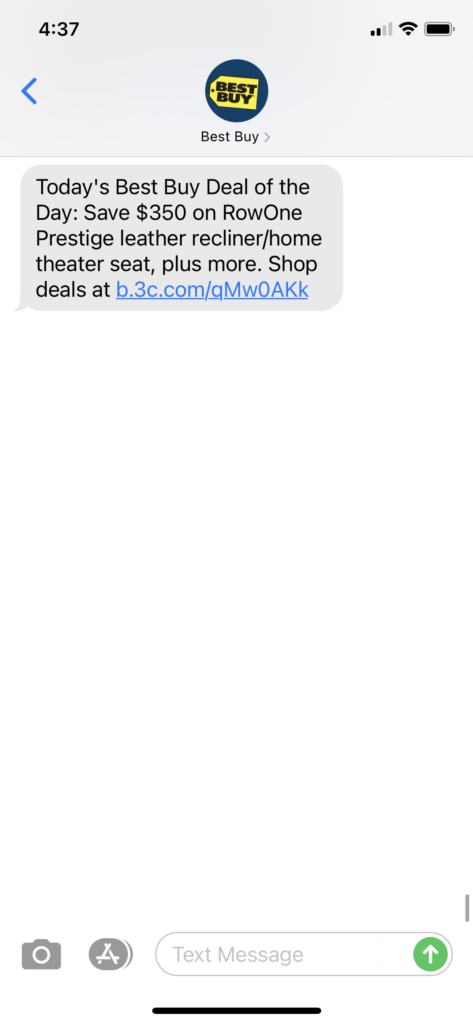 Best Buy Text Message Marketing Example - 04.05.2021