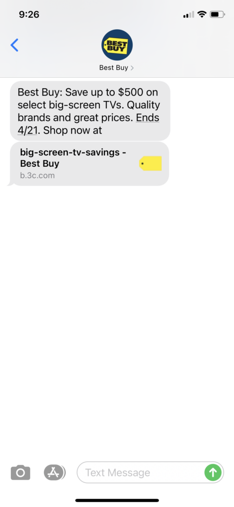 Best Buy Text Message Marketing Example - 04.16.2021
