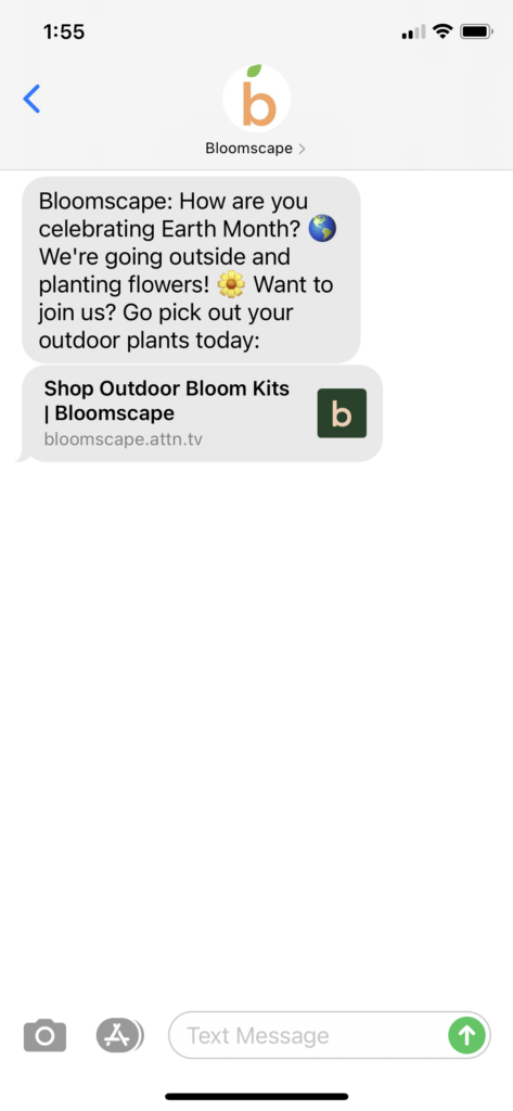 Bloomscape Text Message Marketing Example - 04.02.2021