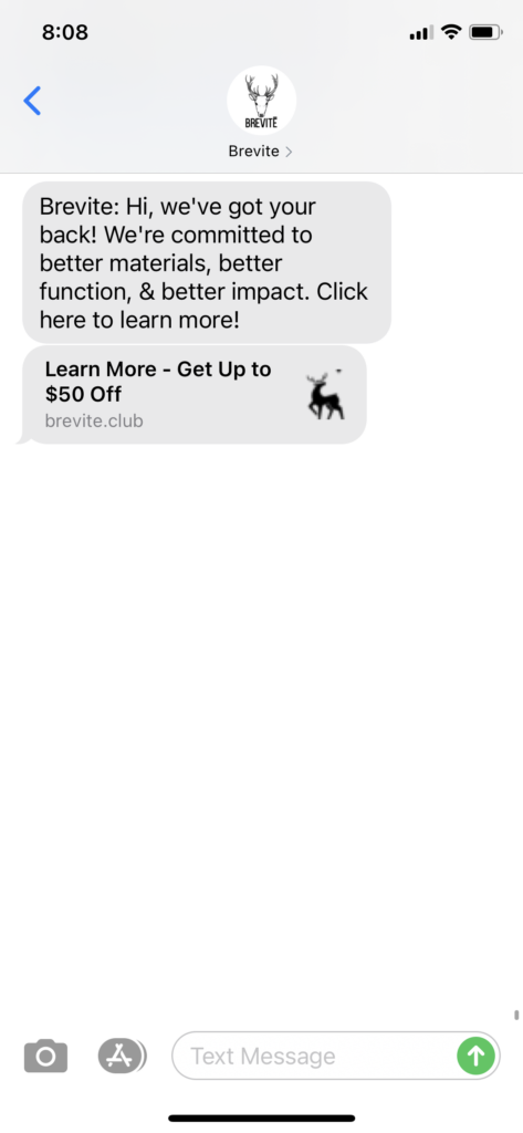 Brevite Text Message Marketing Example - 04.07.2021