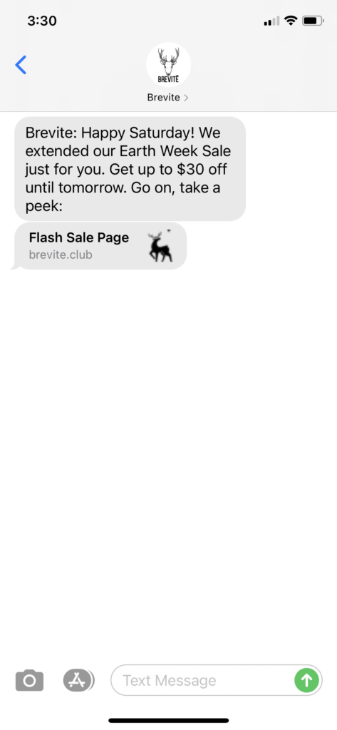 Brevite Text Message Marketing Example - 04.24.2021