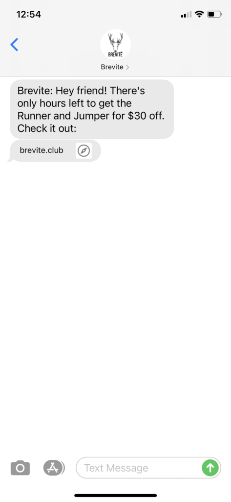 Brevite Text Message Marketing Example - 04.25.2021