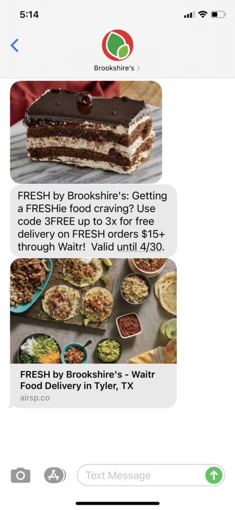 Brookshire's Text Message Marketing Example - 04.19.2021