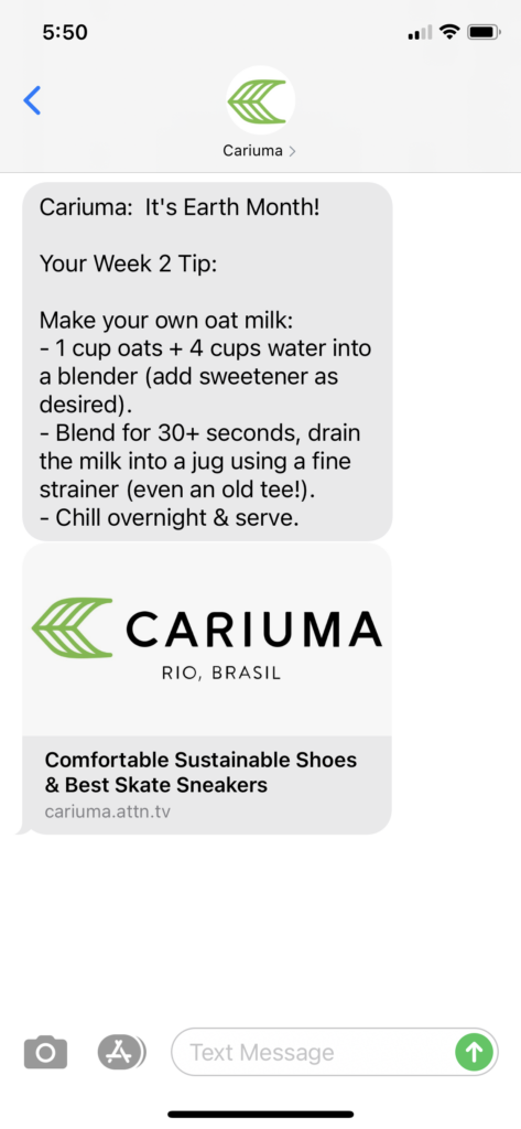 Cariuma Text Message Marketing Example - 04.11.2021