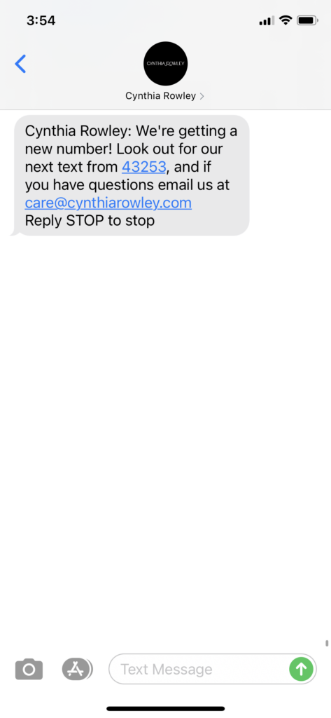 Cynthia Rowley Text Message Marketing Example - 04.01.2021