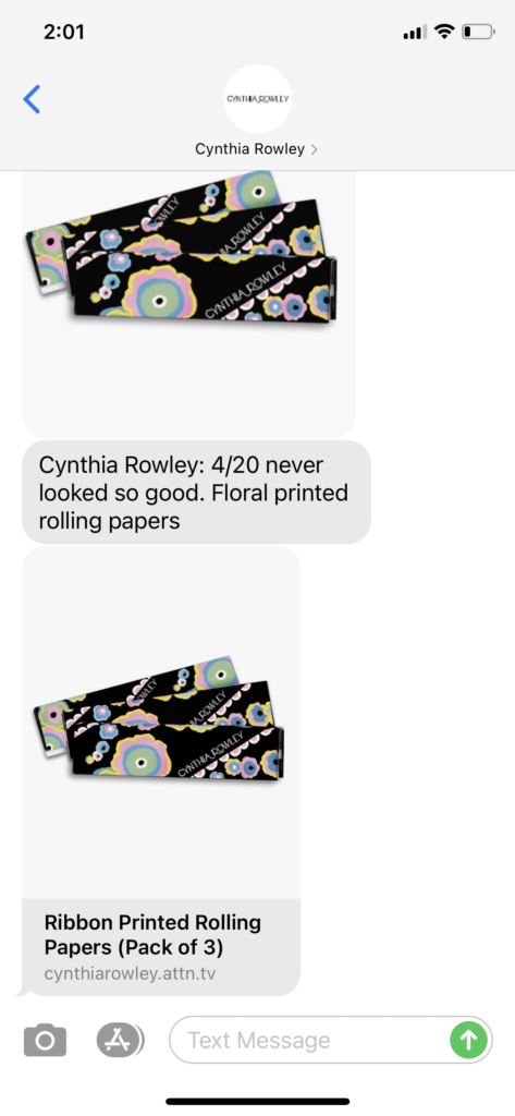 Cynthia Rowley Text Message Marketing Example - 04.20.2021