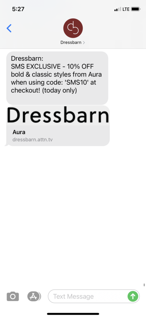 Dressbarn Text Message Marketing Example - 04.08.2021