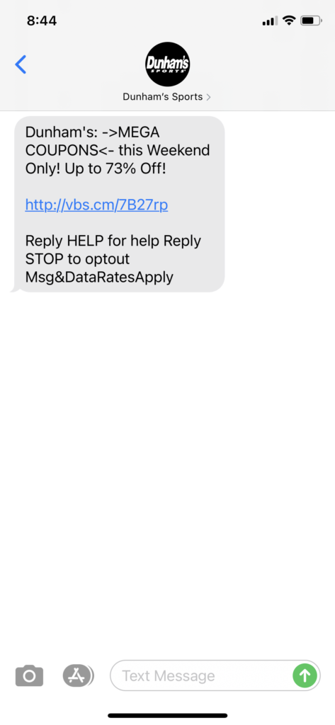 Dunham's Text Message Marketing Example - 04.17.2021