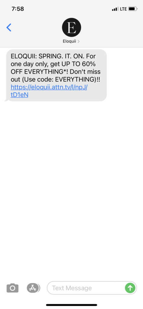 Eloquii Text Message Marketing Example - 04.06.2021
