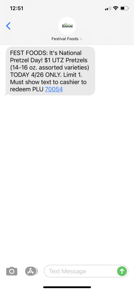 Festival Foods Text Message Marketing Example - 04.26.2021