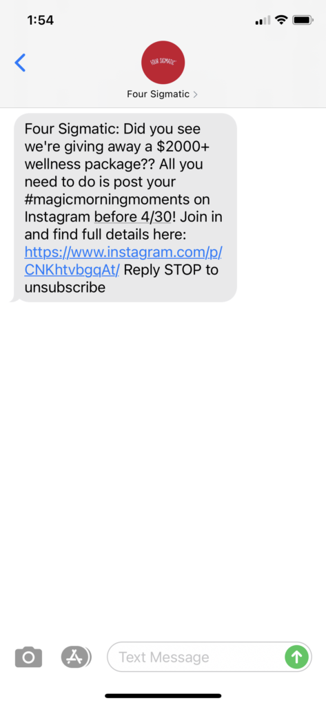 Four Sigmatic Text Message Marketing Example - 04.02.2021
