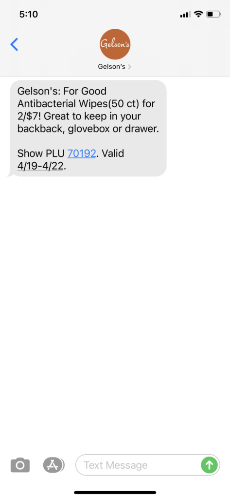 Gelson's Text Message Marketing Example - 04.19.2021