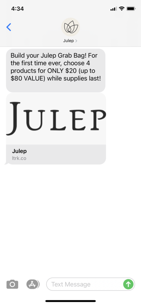 Julep Text Message Marketing Example - 04.05.2021