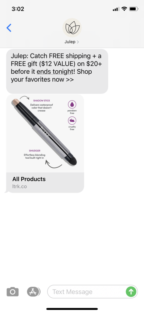 Julep Text Message Marketing Example - 04.25.2021