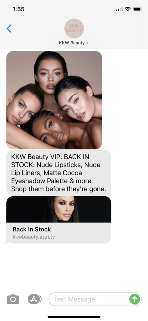 KKW Beauty Text Message Marketing Example - 04.02.2021