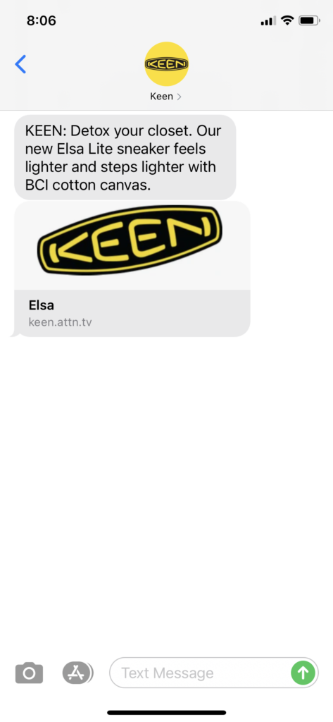 Keen Text Message Marketing Example - 04.07.2021