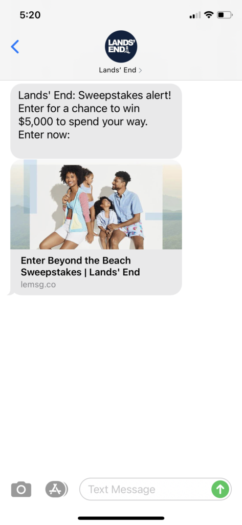 Lands' End Text Message Marketing Example - 04.19.2021