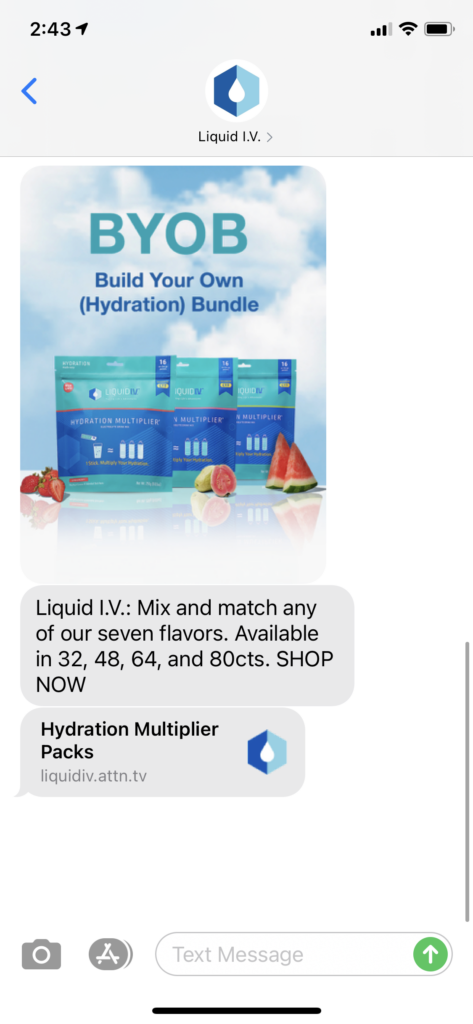 Liquid IV Text Message Marketing Example - 03.13.2021
