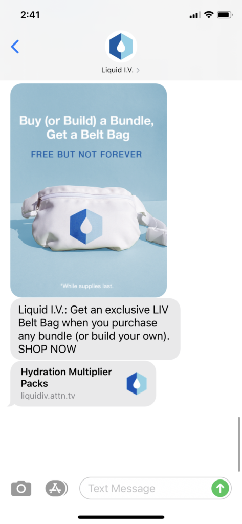 Liquid IV Text Message Marketing Example - 03.23.2021