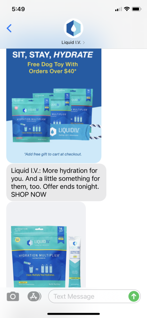Liquid IV Text Message Marketing Example - 04.11.2021