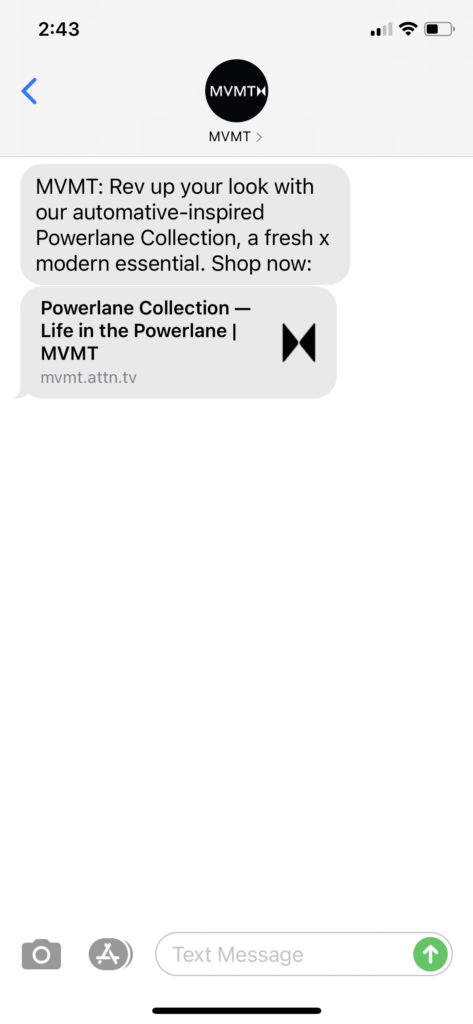 MVMT Text Message Marketing Example - 04.27.2021
