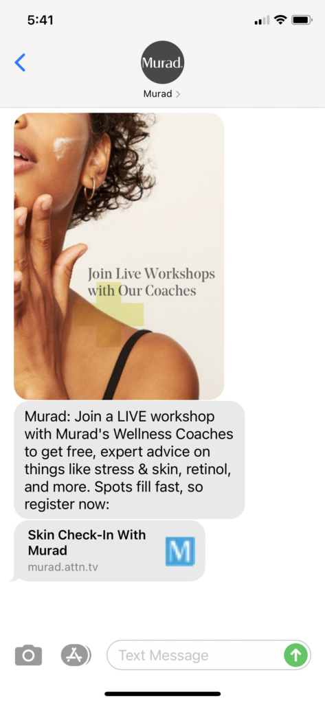 Murad Text Message Marketing Example - 04.12.2021