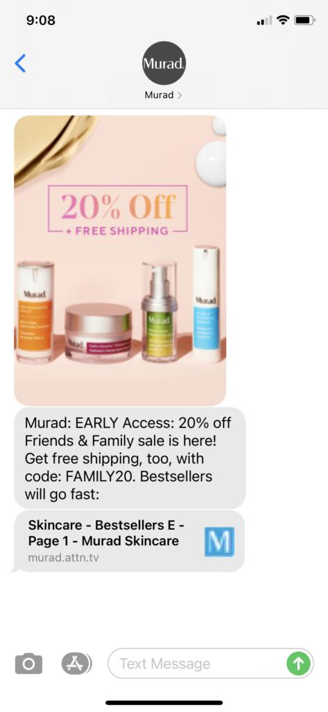 Murad Text Message Marketing Example - 04.13.2021