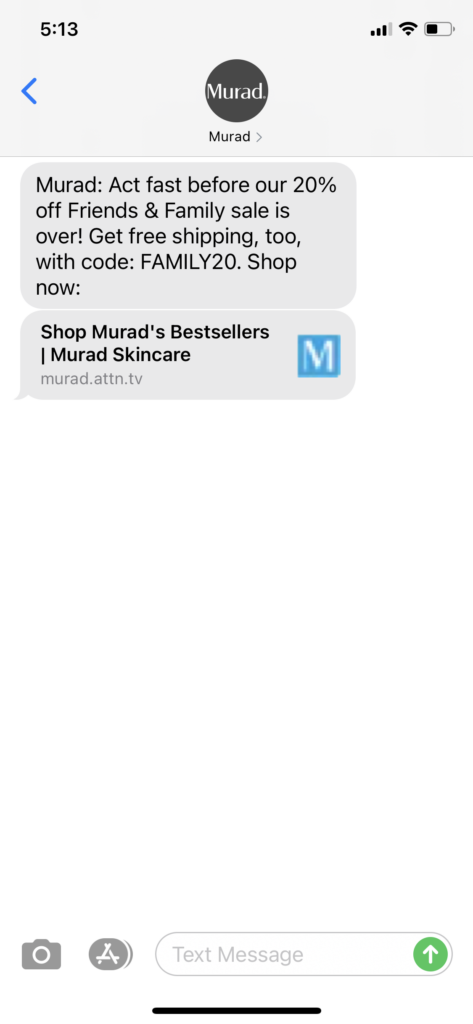 Murad Text Message Marketing Example - 04.19.2021