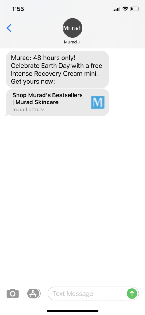 Murad Text Message Marketing Example - 04.21.2021