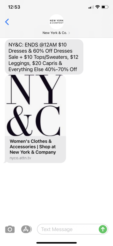 New York & Co Text Message Marketing Example - 04.25.2021