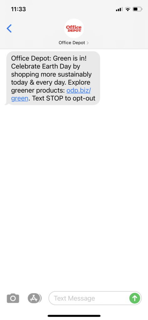 Office Depot Text Message Marketing Example - 04.22.2021