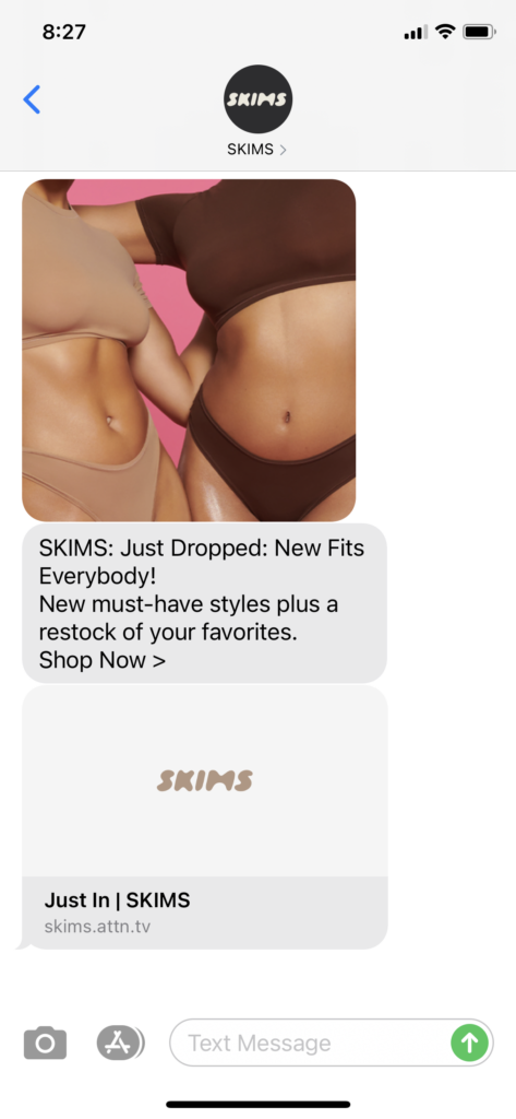 SKIMS Text Message Marketing Example - 04.15.2021