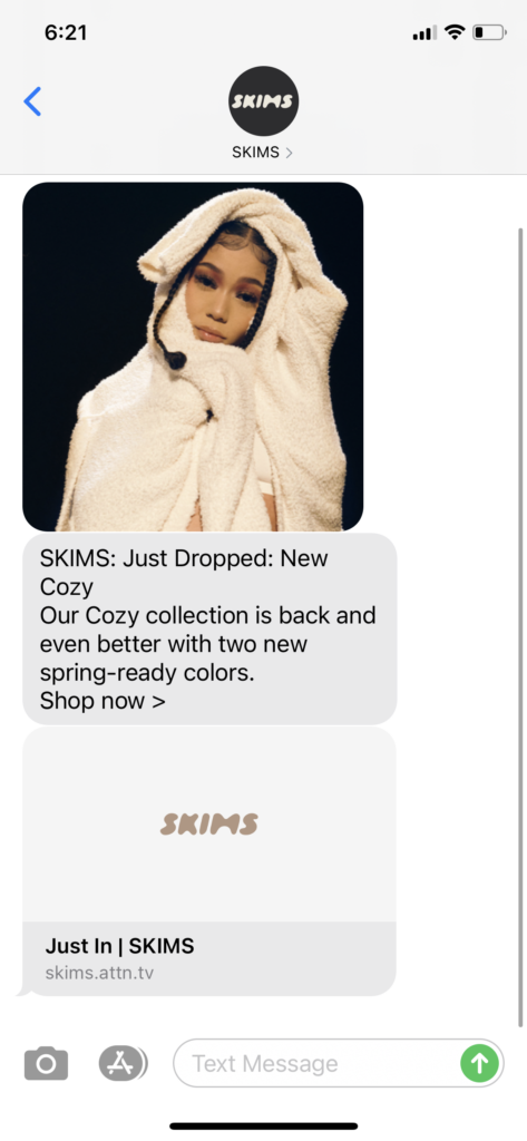 SKIMS Text Message Marketing Example - 04.23.2021