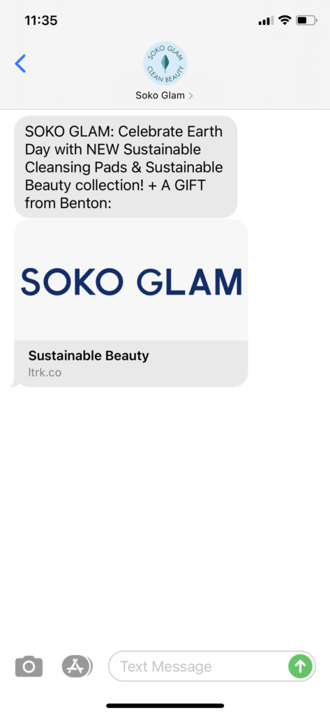 Soko Glam Text Message Marketing Example - 04.22.2021