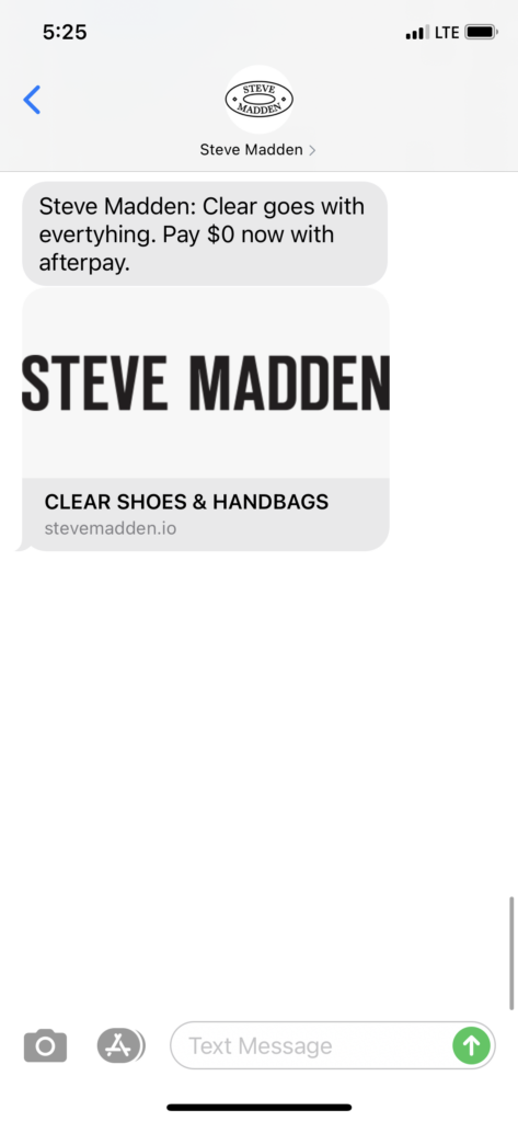 Steve Madden Text Message Marketing Example - 04.08.2021