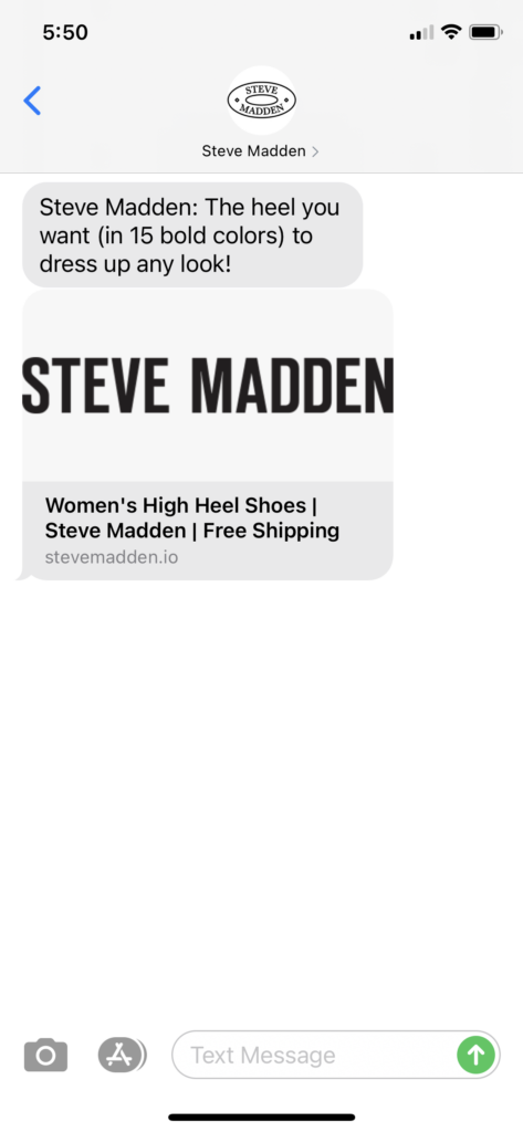 Steve Madden Text Message Marketing Example - 04.11.2021