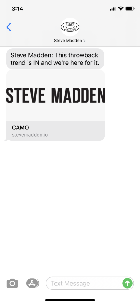 Steve Madden Text Message Marketing Example - 04.24.2021