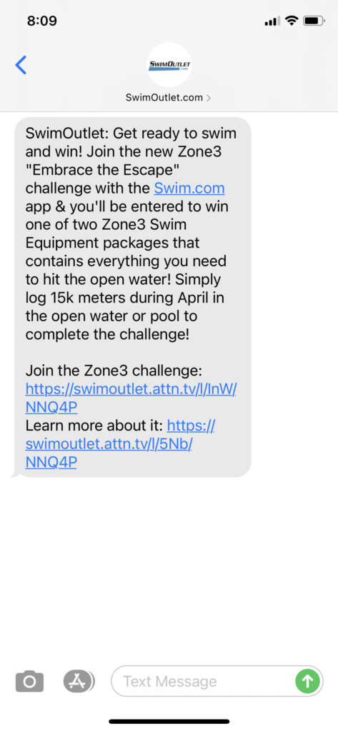 SwimOutlet.com Text Message Marketing Example - 04.07.2021