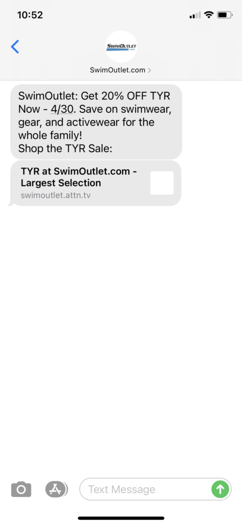 SwimOutlet.com Text Message Marketing Example - 04.27.2021