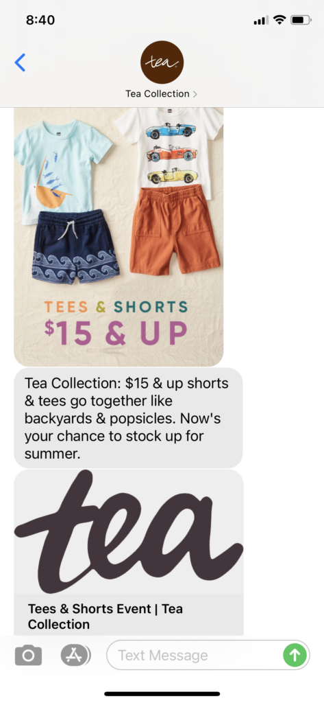 Tea Collection Text Message Marketing Example - 04.17.2021