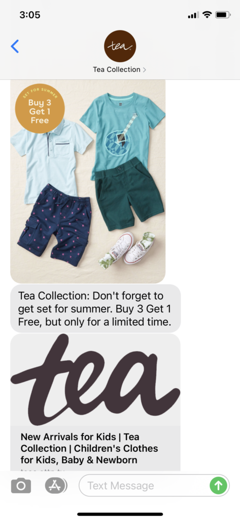 Tea Collection Text Message Marketing Example - 04.25.2021