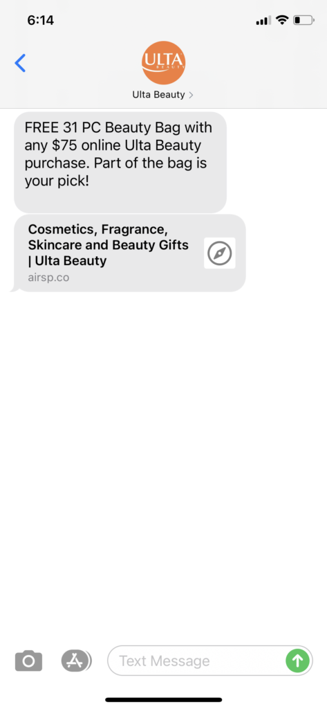 Ulta Beauty Text Message Marketing Example - 04.23.2021