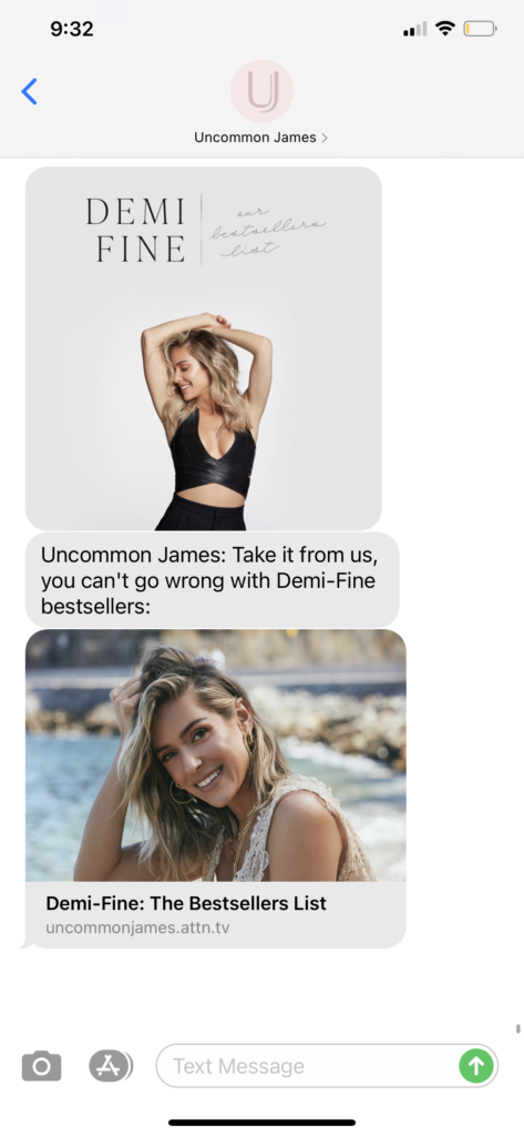 Uncommon James Text Message Marketing Example - 03.31.2021